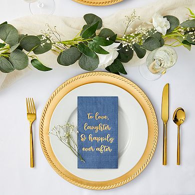 100 Pack Wedding Cocktail Napkins For Reception Party, Navy Blue, 4 X 8 In