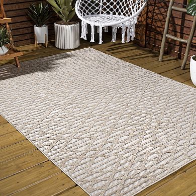 Ararat High-low Pile Moroccan Diamond Modern Indoor/outdoor Area Rug