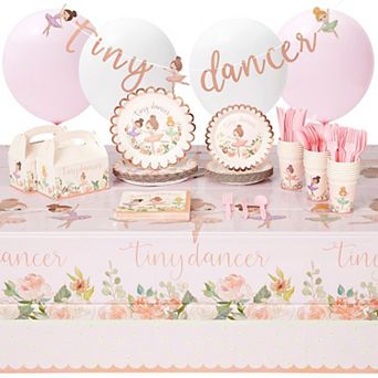 219 pc Ballerina Party Supplies With Tableware, Balloons, Banner, Serves 24
