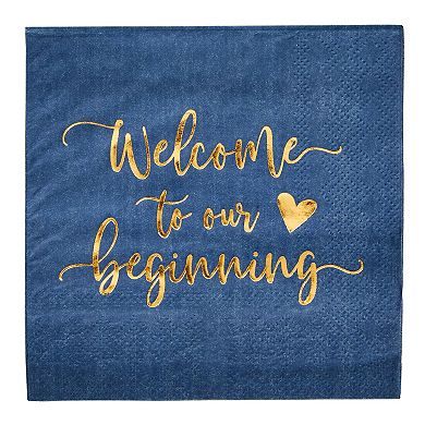 100 Pcs Navy Paper Cocktail Napkins For Wedding Party Reception Decoration 5x5"