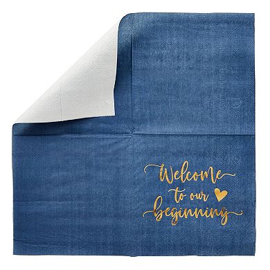 100 Pcs Navy Paper Cocktail Napkins For Wedding Party Reception Decoration 5x5"