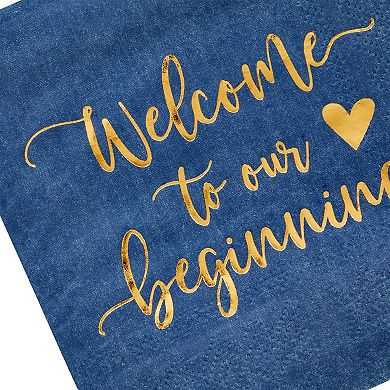 100 Pcs Navy Paper Cocktail Napkins For Wedding Party Reception Decoration 5x5"