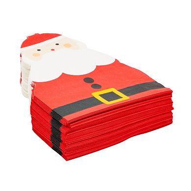 50 Pack Santa Claus Christmas Paper Napkins For Holiday Party Supplies, 5 X 6 In