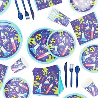 144 pc Science Birthday Party Supplies Decorations for Kids, Serves 24
