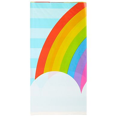 3 Pack Pastel Rainbow Tablecloth For Cloud Birthday Party Decorations, 54x108 In