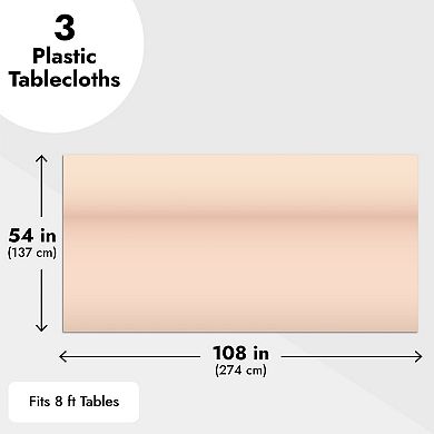 3 Pack Rose Gold Plastic Tablecloth, Table Cover For Birthday (54x100 In)