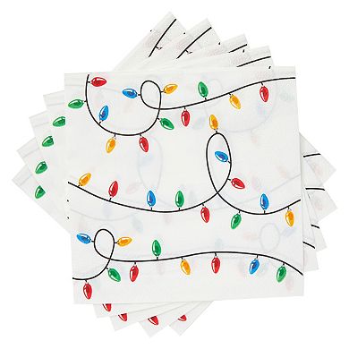 100 Ct Christmas Napkins Paper Disposable For Holiday Party Xmas Light 6.5x6.5”