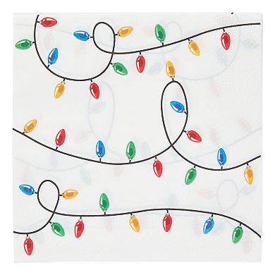 100 Ct Christmas Napkins Paper Disposable For Holiday Party Xmas Light 6.5x6.5”
