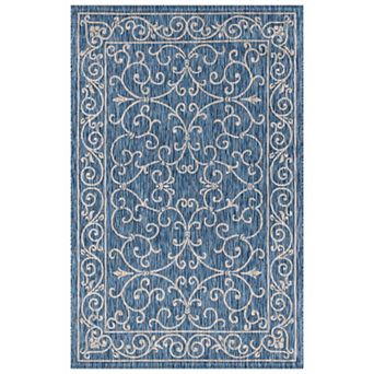Charleston Vintage Filigree Textured Weave Indoor/outdoor Runner Rug
