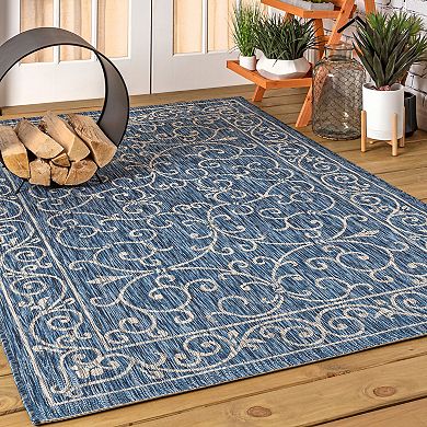 Charleston Vintage Filigree Textured Weave Indoor/outdoor Runner Rug