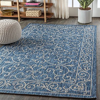 Charleston Vintage Filigree Textured Weave Indoor/outdoor Runner Rug