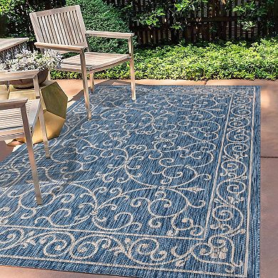 Charleston Vintage Filigree Textured Weave Indoor/outdoor Runner Rug