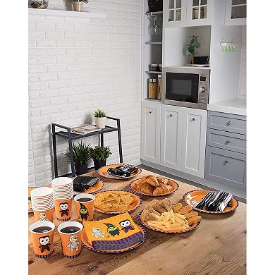 144 Pcs Halloween Dinnerware Set Witch Mummy Disposable Plastic Party Supplies