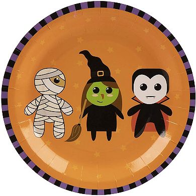 144 Pcs Halloween Dinnerware Set Witch Mummy Disposable Plastic Party Supplies