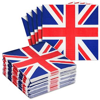 100 pc Decorative Disposable Napkins With Uk Flag Design For Birthday Parties