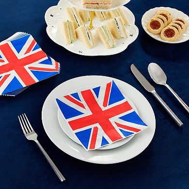100pc Decorative Disposable Napkins With Uk Flag Design For Birthday Parties