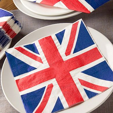 100pc Decorative Disposable Napkins With Uk Flag Design For Birthday Parties