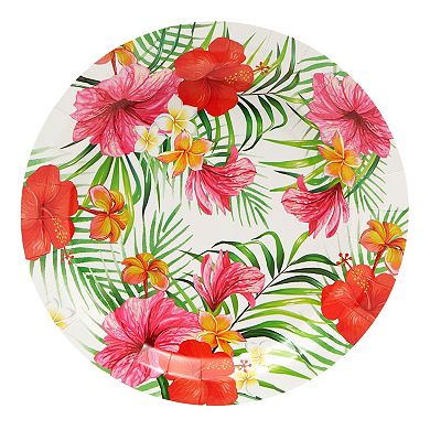 144 Piece Disposable Dinnerware Set, Tropical Themed Party Supplies, Serves 24