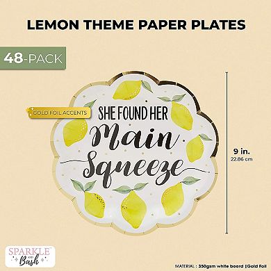 48-pack Lemon Party Plates, She Found Her Main Squeeze, 9 In