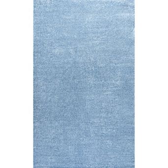 Haze Solid Low Pile Area Rug Classic Blue