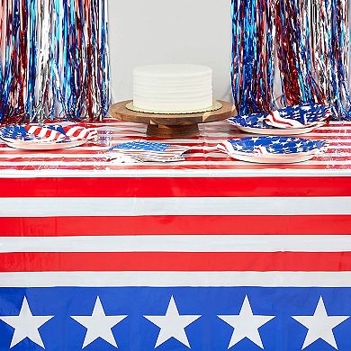 6 Pack 4th Of July American Flag Rectangle Tablecloth, Patriotic Bunting Party