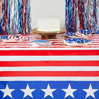 6 Pack 4th Of July American Flag Rectangle Tablecloth, Patriotic Bunting Party