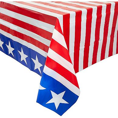 6 Pack 4th Of July American Flag Rectangle Tablecloth, Patriotic Bunting Party