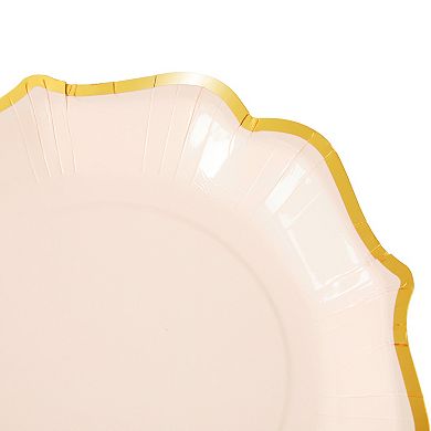 48-pack Pink Scalloped Paper Party Plates With Gold Foil Edges, 9 In