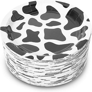 80-pack Farm Animal Party Plates, Cow Birthday Supplies (7 In)