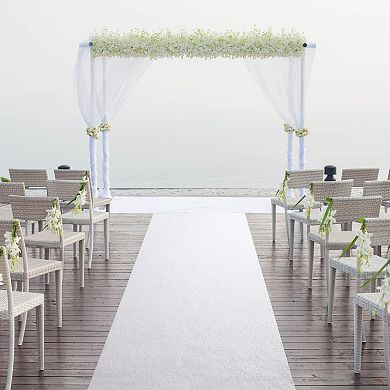 Leaf Print White Aisle Runner For Wedding Ceremony, Reception, Banquets, 3x50ft