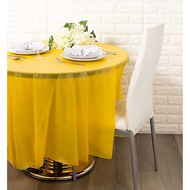 Juvale 12-pack Round Yellow Plastic Disposable Tablecloth, 84", Party Supplies