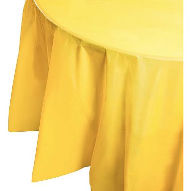 Juvale 12-pack Round Yellow Plastic Disposable Tablecloth, 84", Party Supplies