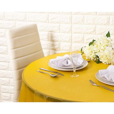 Juvale 12-pack Round Yellow Plastic Disposable Tablecloth, 84", Party Supplies