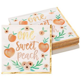 50 Pack Sweet Peach Paper Napkins For Baby Shower, Birthday Party Supplies