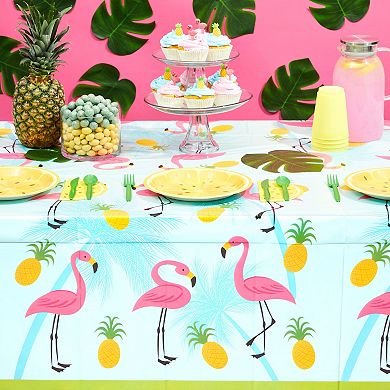 3-Pack Flamingo Pattern Tablecloth, Flamingo Themed Party Supplies, 54x108 In