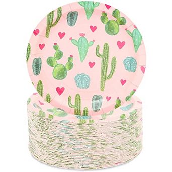 80 pc Cactus Fiesta Themed Disposable Paper Plates 7" For Kids Birthday Party