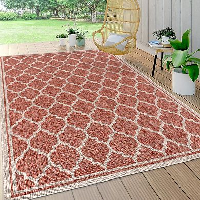 Trebol Moroccan Trellis Textured Weave Indoor/outdoor Area Rug