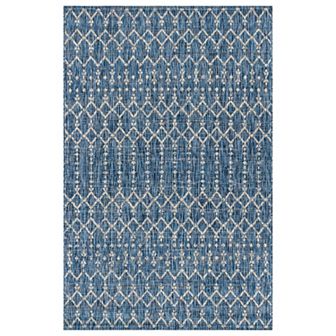 Ourika Moroccan Geometric Textured Weave Light Indoor/Outdoor Area Rug
