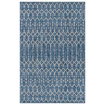 Ourika Moroccan Geometric Textured Weave Light Indoor/Outdoor Area Rug