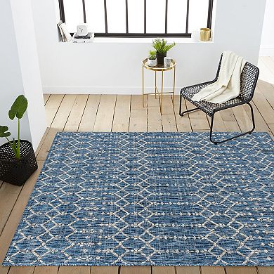 Ourika Moroccan Geometric Textured Weave Light Indoor/Outdoor Area Rug
