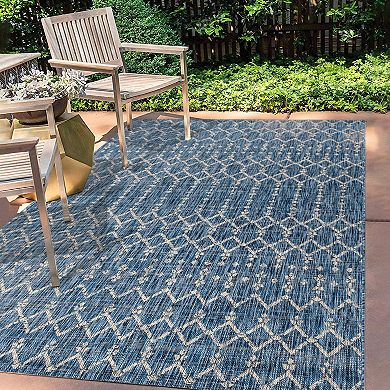 Ourika Moroccan Geometric Textured Weave Light Indoor/Outdoor Area Rug