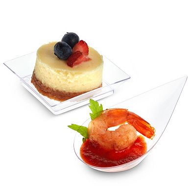 72-piece Appetizer Plates Set - Disposable Tear Drop Appetizer Spoons And Plates