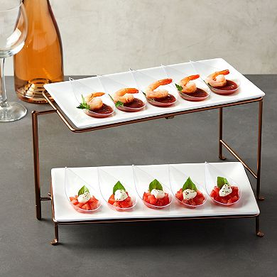 72-piece Appetizer Plates Set - Disposable Tear Drop Appetizer Spoons And Plates
