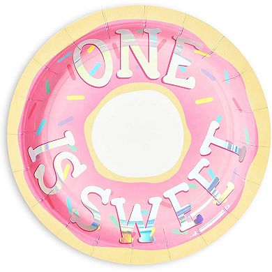 One Is Sweet Donut Paper Plates For 1st Birthday Party (7 In, 48 Pack)