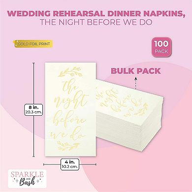 100 Pack Rehearsal Wedding Napkins, The Night Before We Do, 3-ply, 4 X 8 In