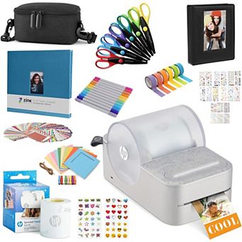 Hp Sprocket Panorama Portable Color Label Printer & Photo Printer Craft Bundle With Case
