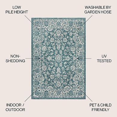Tela Bohemian Textured Weave Floral Indoor/outdoor Area Rug