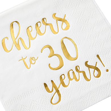 50 Pack Cheers To 30 Years Napkins For 30th Birthday, 3-ply, 5 X 5 In