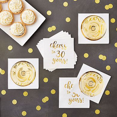 50 Pack Cheers To 30 Years Napkins For 30th Birthday, 3-ply, 5 X 5 In