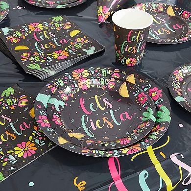 80 Pack Black Party Favors Paper Plates For Let's Fiesta Cinco De Mayo, 7 In
